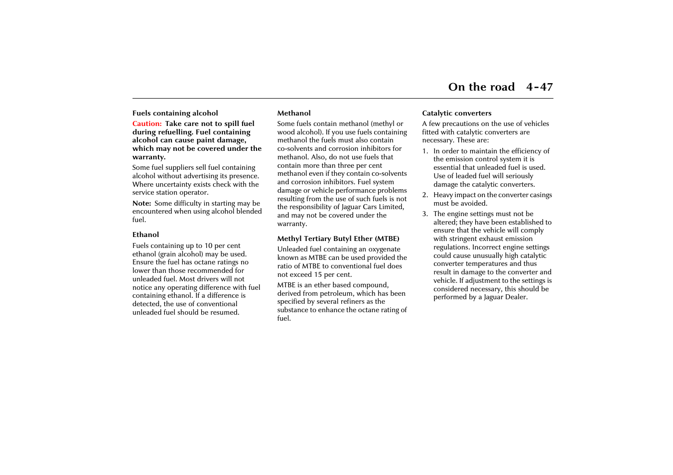 On the road 4-47 | Jaguar X-Type JJM 21 02 20/15 User Manual | Page 103 / 187