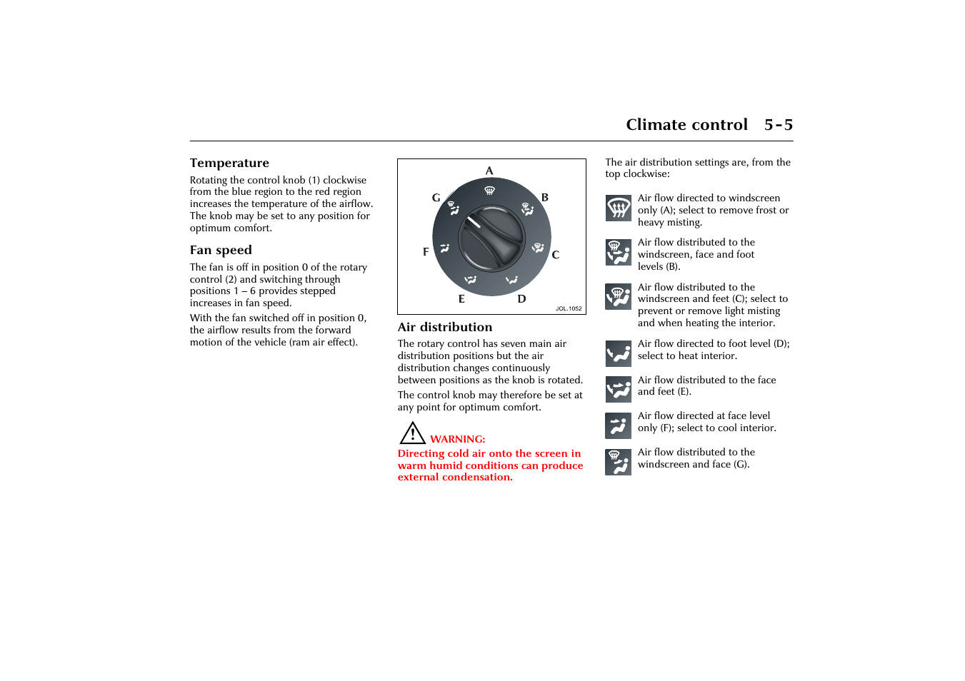 Climate control 5-5 | Jaguar X-Type JJM 21 02 20/15 User Manual | Page 109 / 187