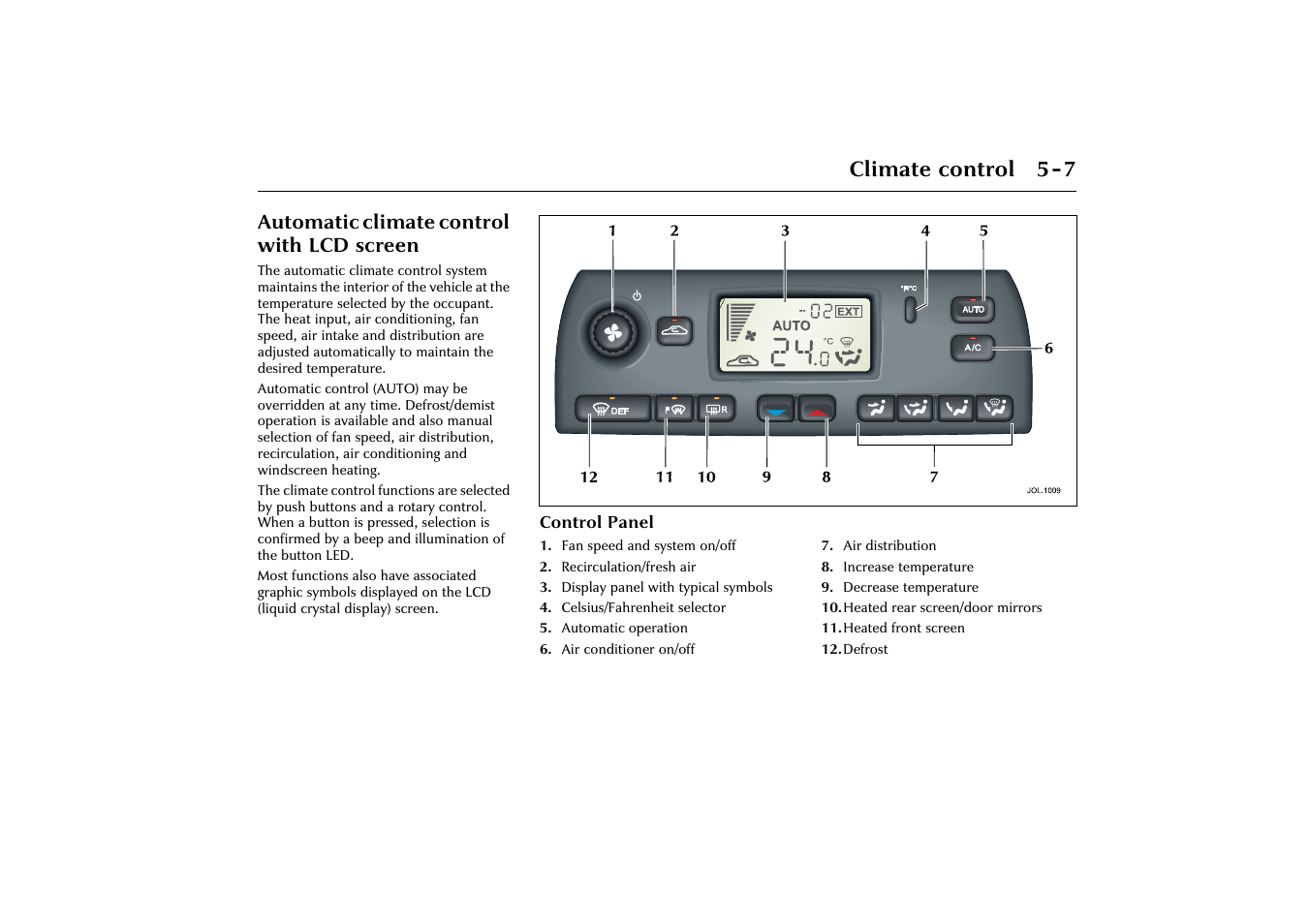 Climate control 5-7, Automatic climate control with lcd screen | Jaguar X-Type JJM 21 02 20/15 User Manual | Page 111 / 187