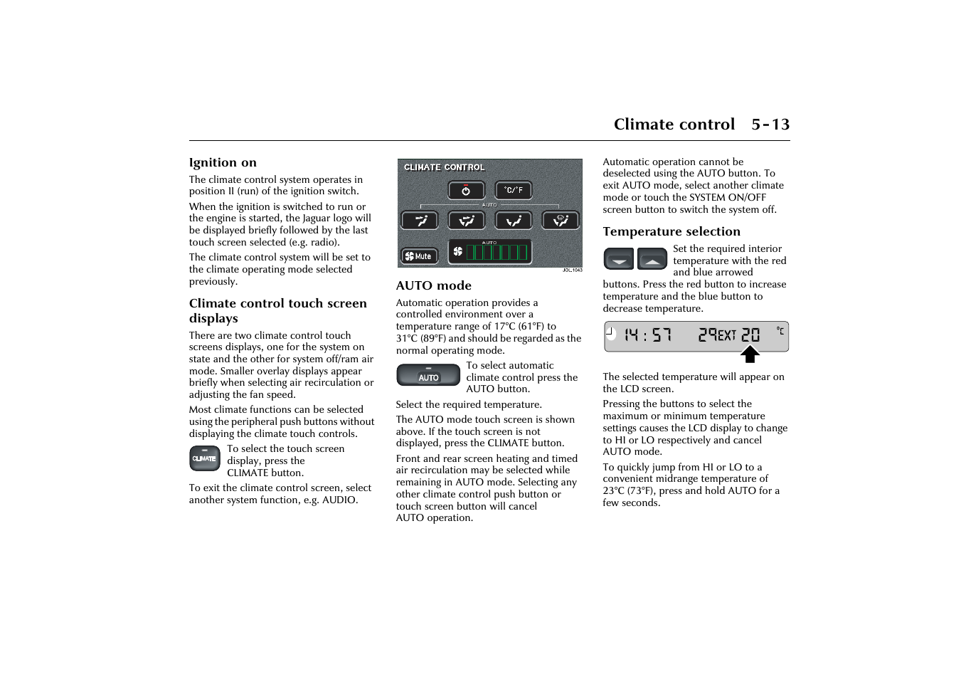 Climate control 5-13 | Jaguar X-Type JJM 21 02 20/15 User Manual | Page 117 / 187