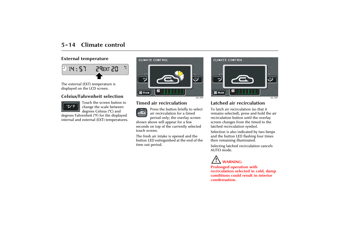 14 climate control | Jaguar X-Type JJM 21 02 20/15 User Manual | Page 118 / 187