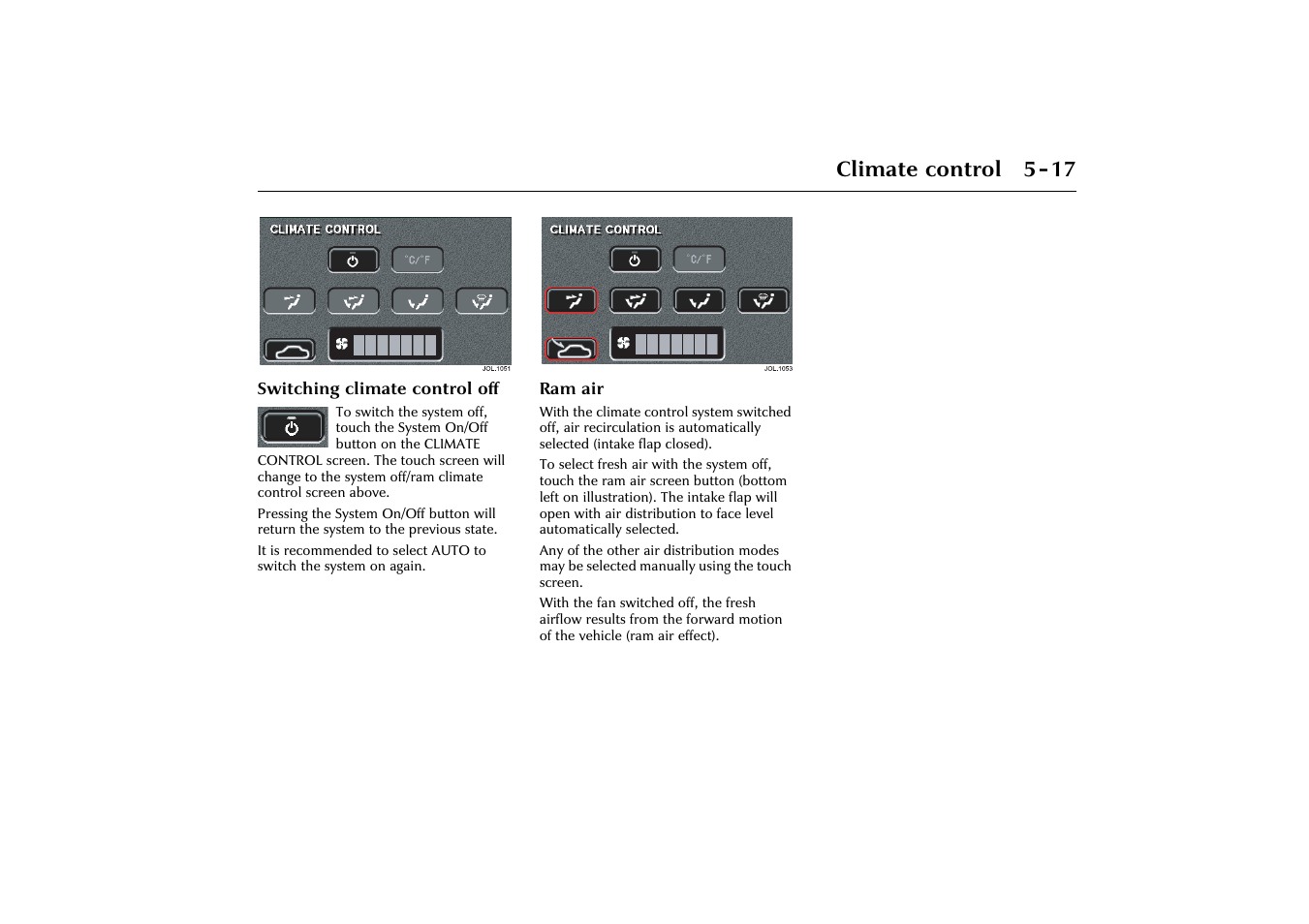 Climate control 5-17 | Jaguar X-Type JJM 21 02 20/15 User Manual | Page 121 / 187