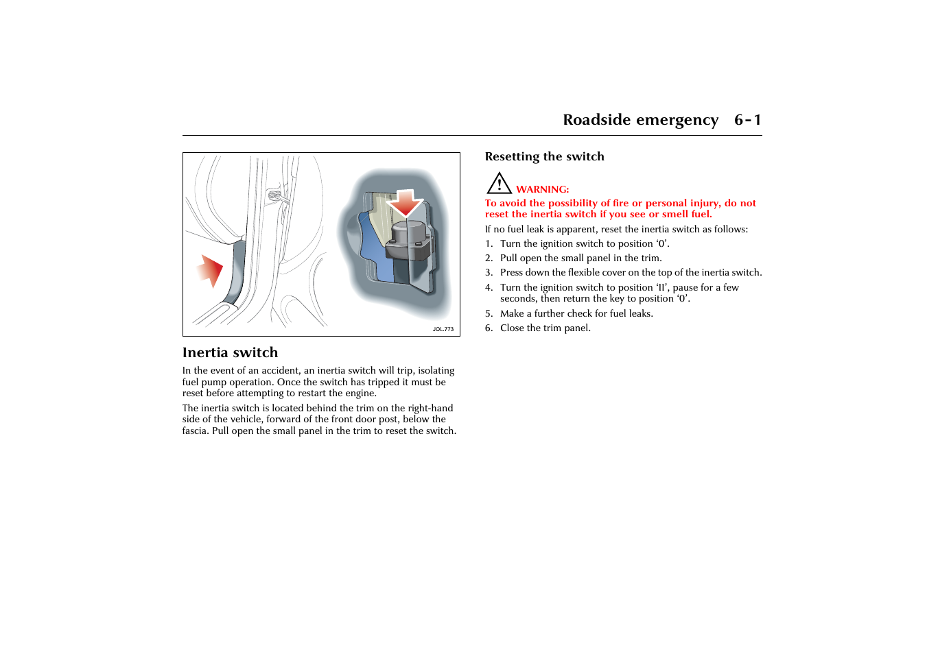 Roadside emergency 6-1 | Jaguar X-Type JJM 21 02 20/15 User Manual | Page 123 / 187