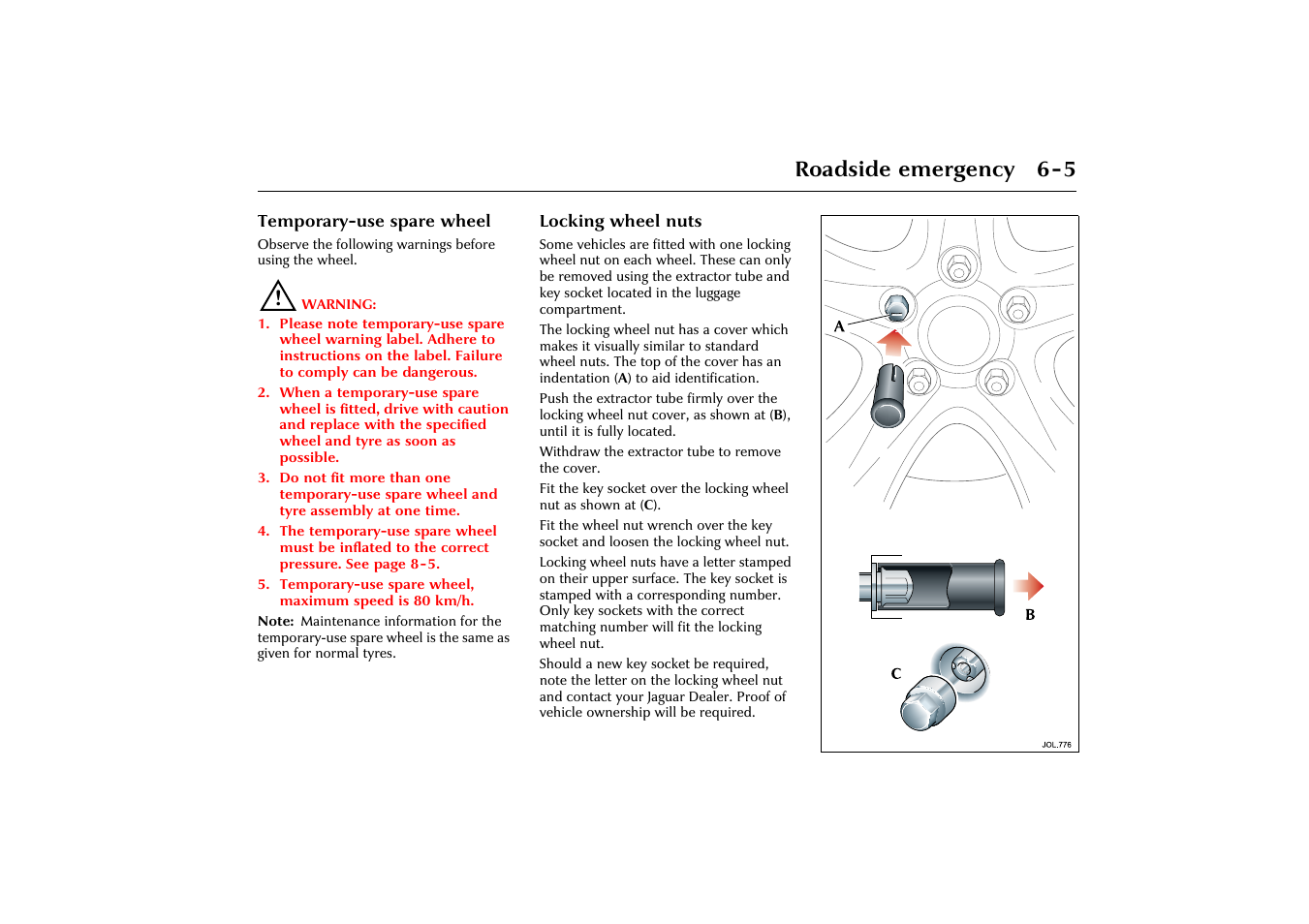 Roadside emergency 6-5 | Jaguar X-Type JJM 21 02 20/15 User Manual | Page 127 / 187