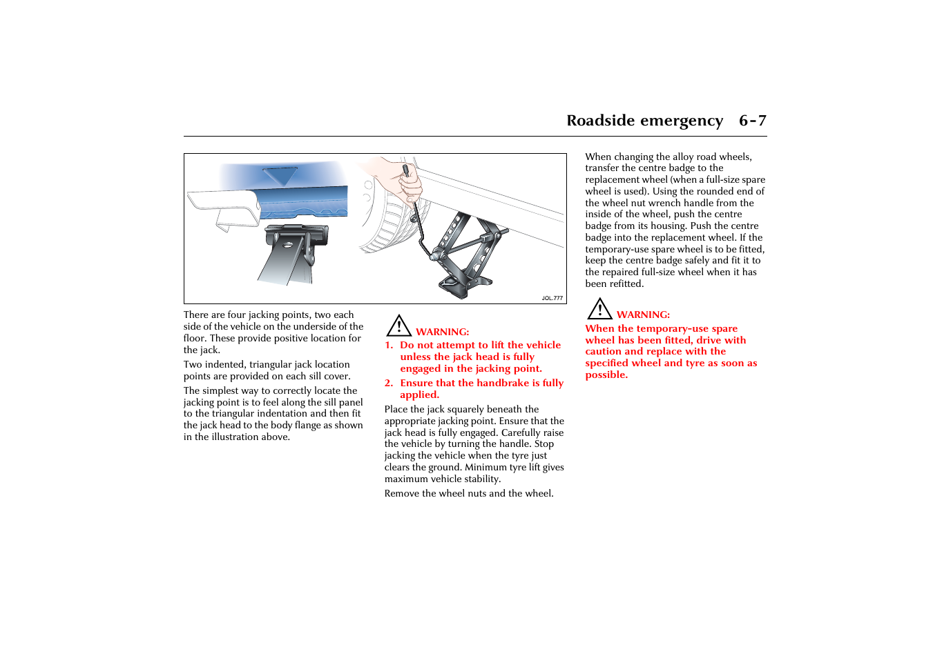 Roadside emergency 6-7 | Jaguar X-Type JJM 21 02 20/15 User Manual | Page 129 / 187