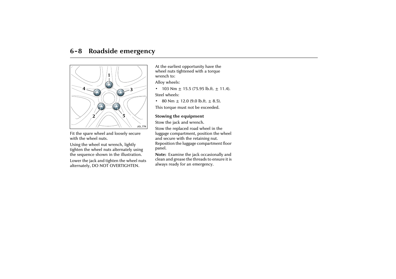8 roadside emergency | Jaguar X-Type JJM 21 02 20/15 User Manual | Page 130 / 187