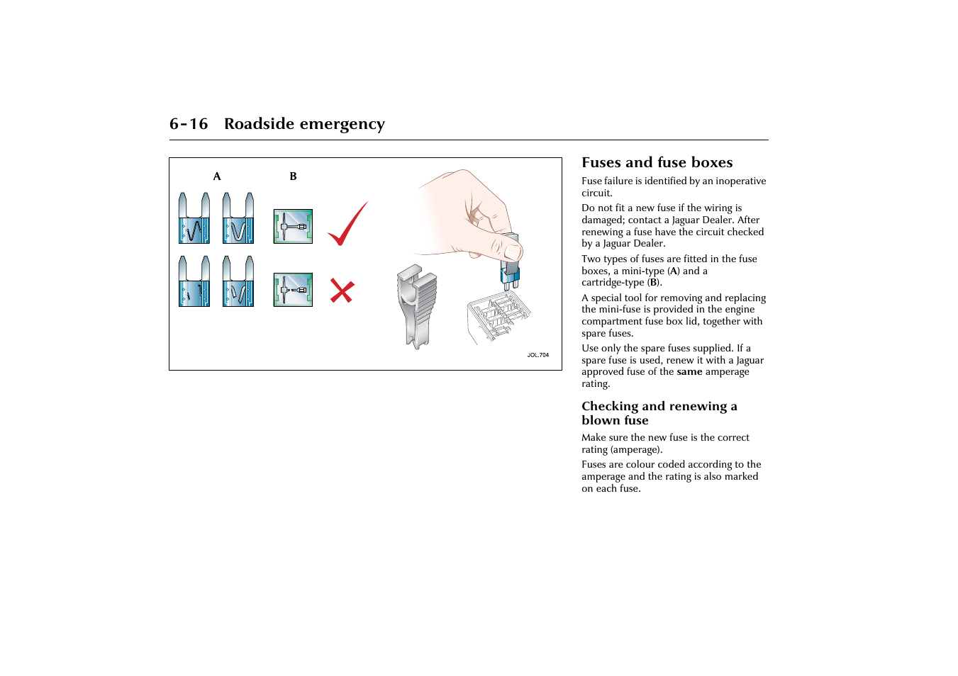 16 roadside emergency | Jaguar X-Type JJM 21 02 20/15 User Manual | Page 138 / 187