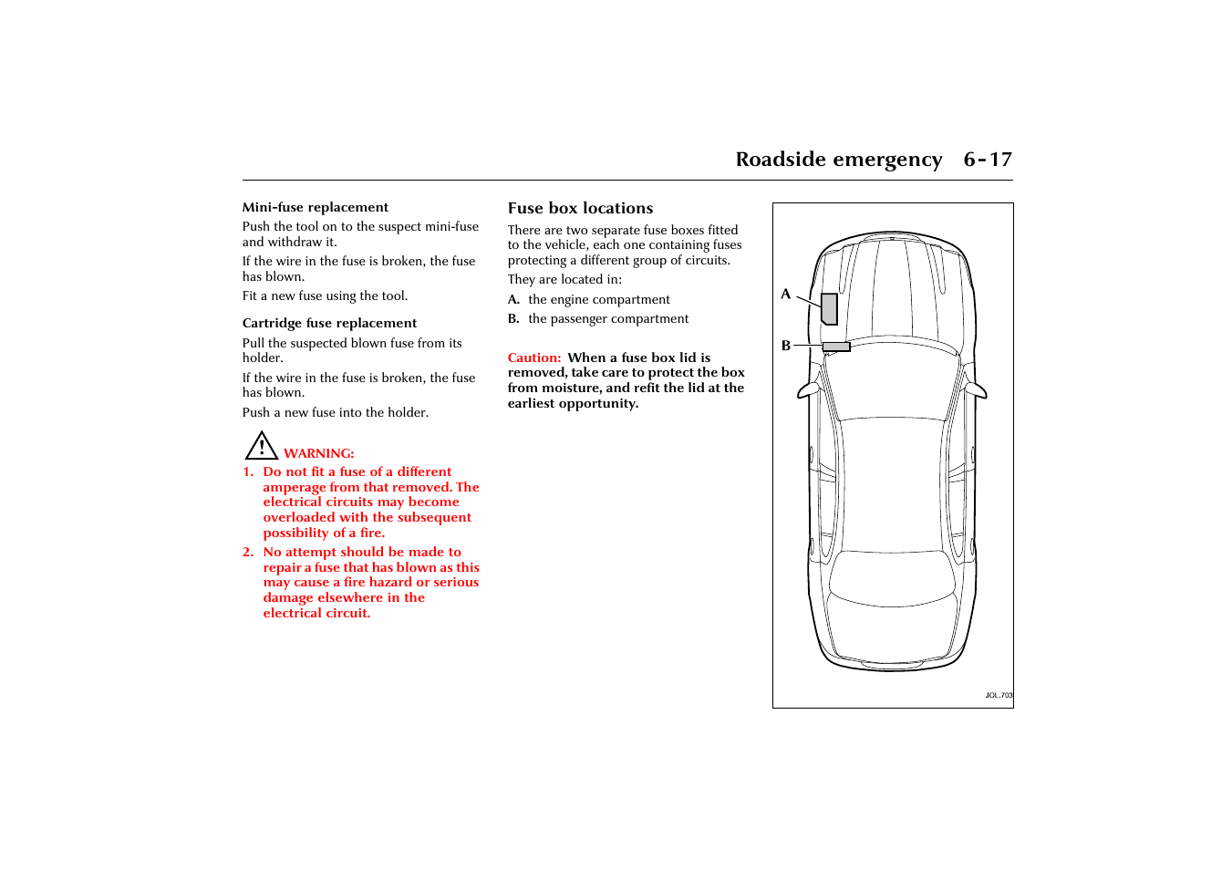 Roadside emergency 6-17 | Jaguar X-Type JJM 21 02 20/15 User Manual | Page 139 / 187