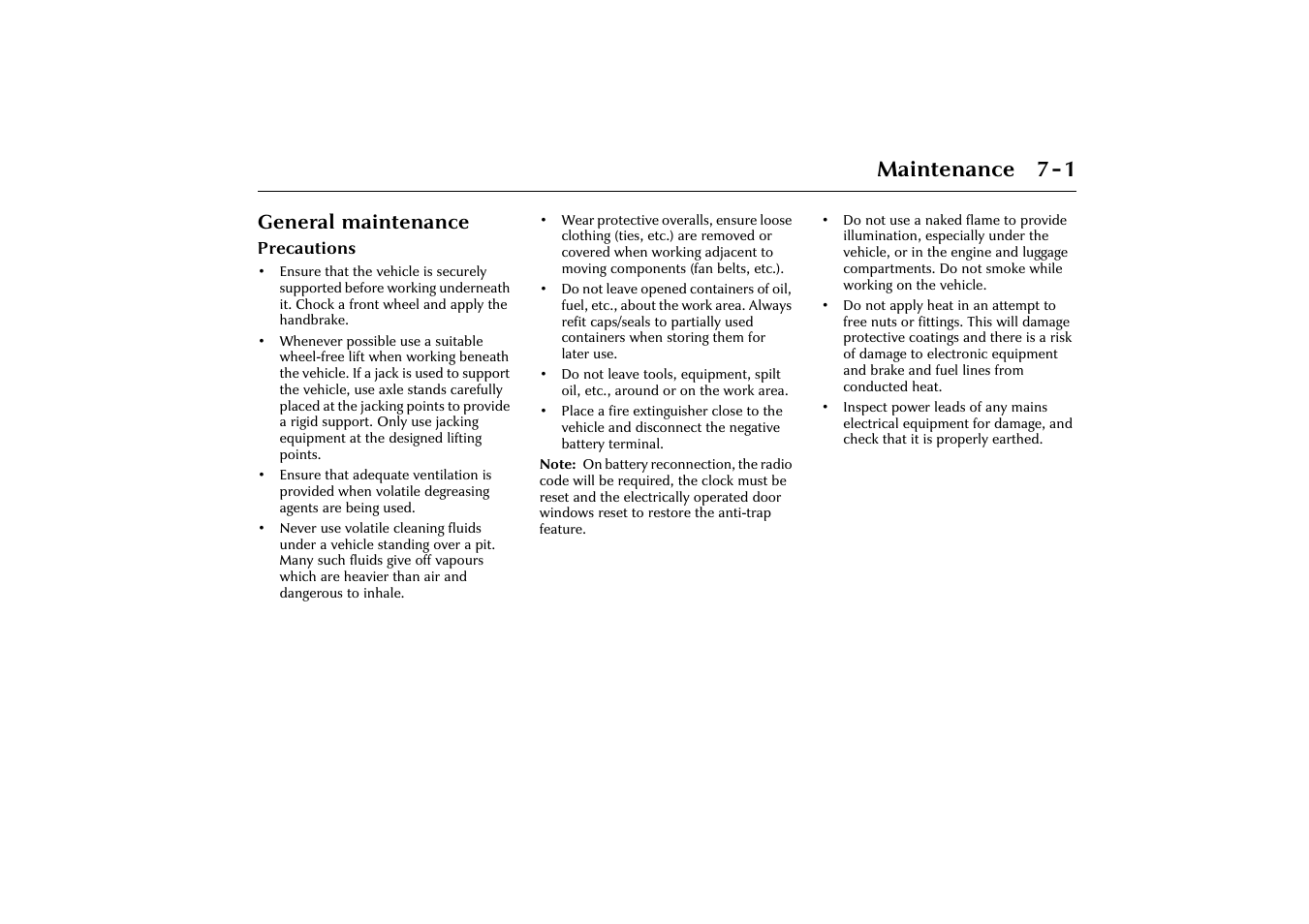 Maintenance 7-1, General maintenance | Jaguar X-Type JJM 21 02 20/15 User Manual | Page 151 / 187