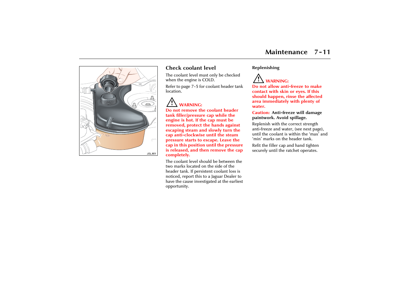 Maintenance 7-11 | Jaguar X-Type JJM 21 02 20/15 User Manual | Page 161 / 187