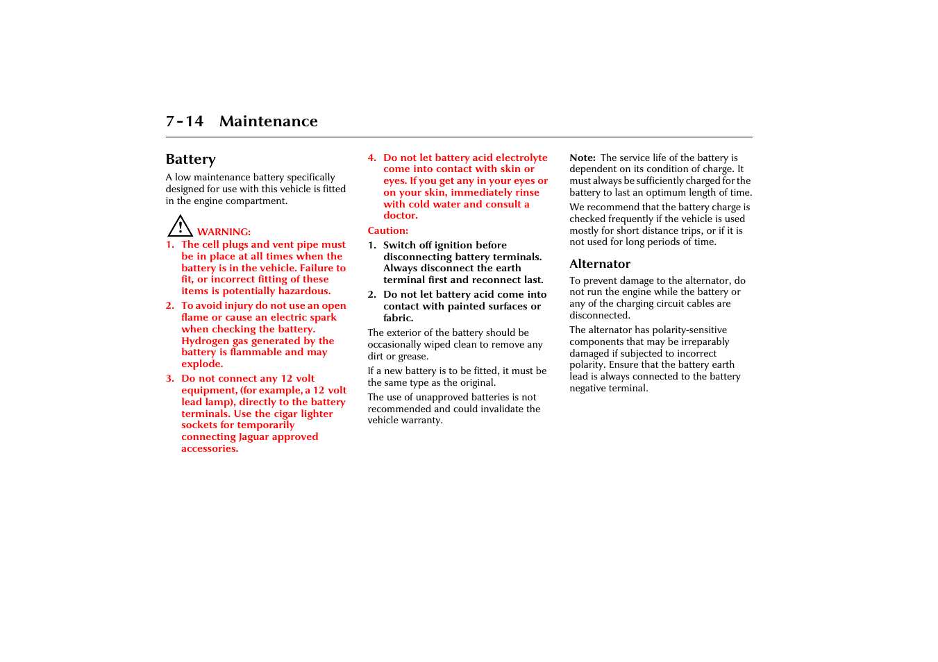 14 maintenance, Battery | Jaguar X-Type JJM 21 02 20/15 User Manual | Page 164 / 187