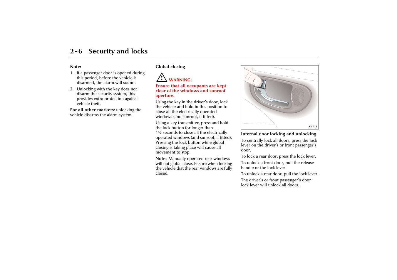 6 security and locks | Jaguar X-Type JJM 21 02 20/15 User Manual | Page 24 / 187