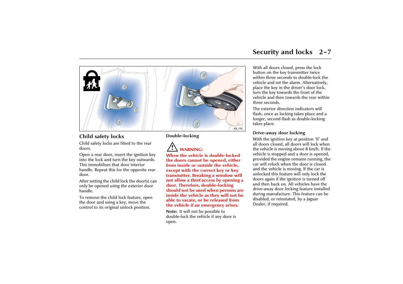 Security and locks 2-7 | Jaguar X-Type JJM 21 02 20/15 User Manual | Page 25 / 187