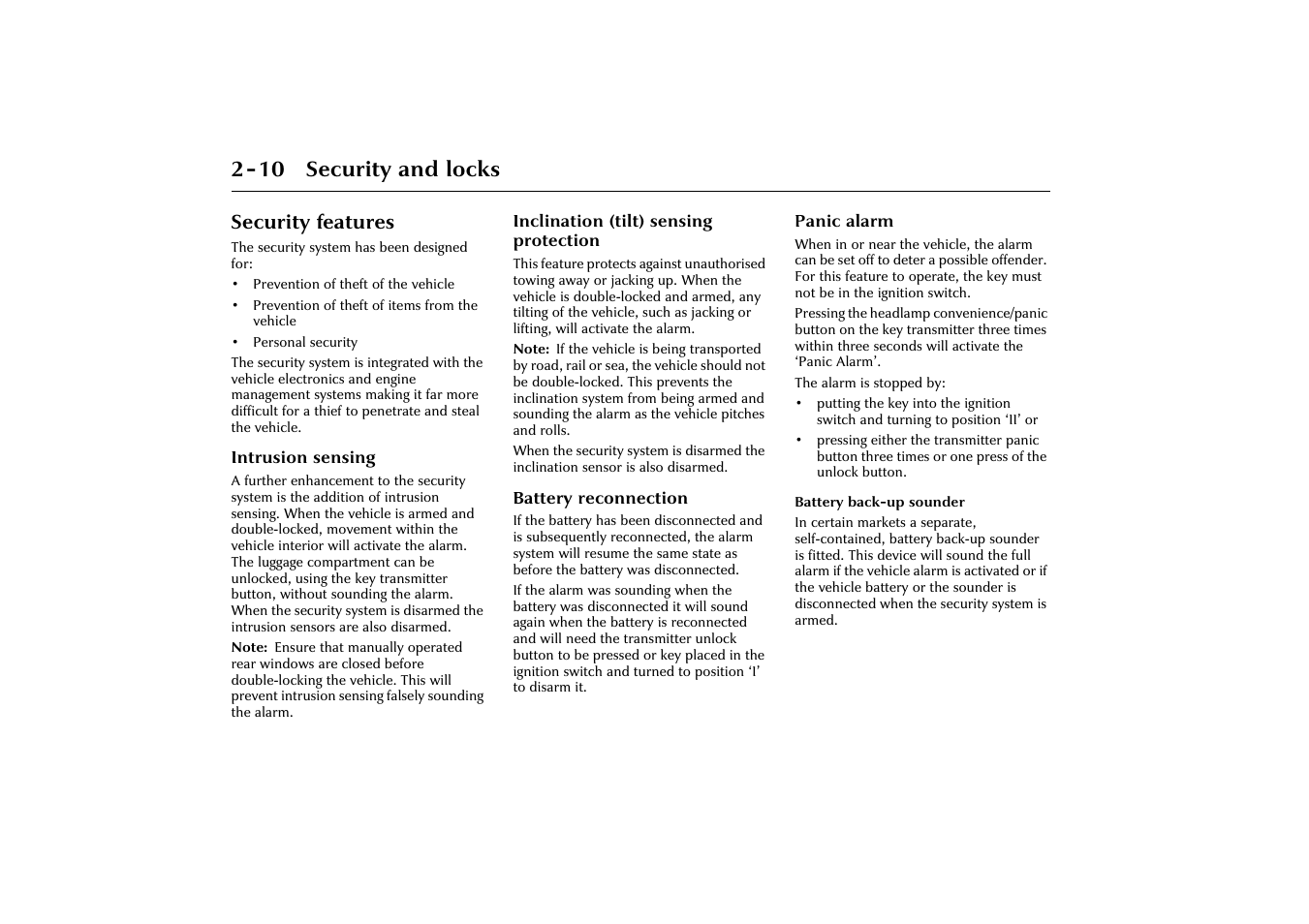10 security and locks, Security features | Jaguar X-Type JJM 21 02 20/15 User Manual | Page 28 / 187