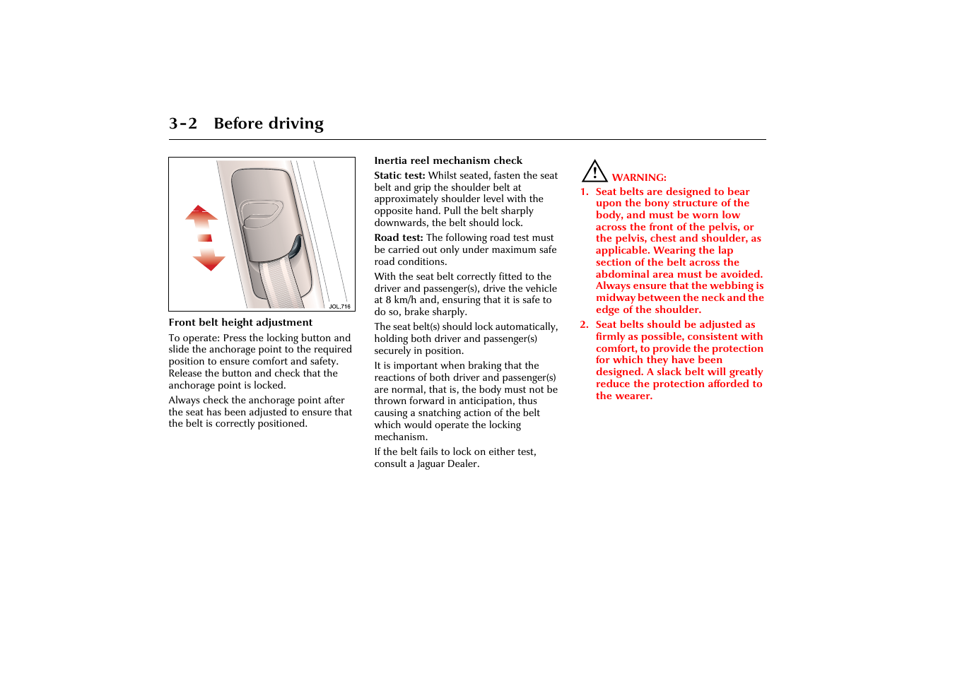 2 before driving | Jaguar X-Type JJM 21 02 20/15 User Manual | Page 34 / 187