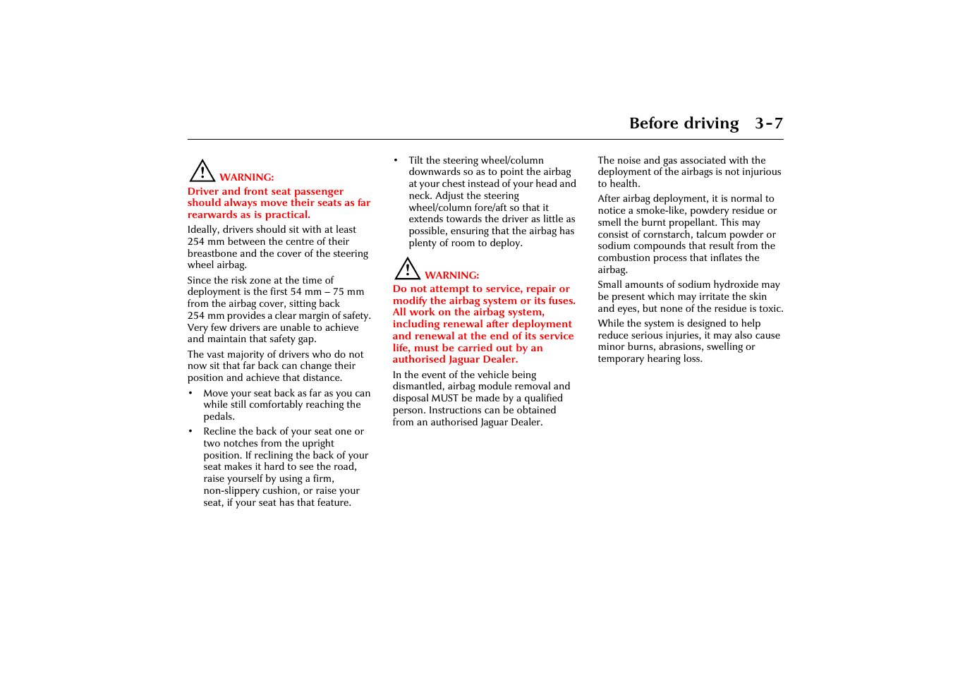 Before driving 3-7 | Jaguar X-Type JJM 21 02 20/15 User Manual | Page 39 / 187