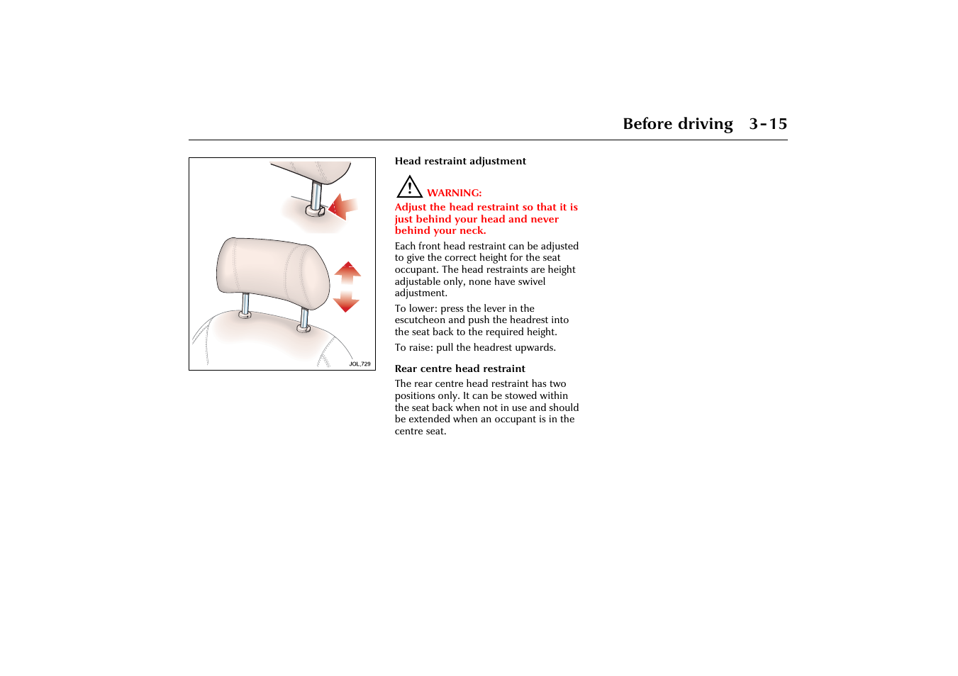 Before driving 3-15 | Jaguar X-Type JJM 21 02 20/15 User Manual | Page 47 / 187