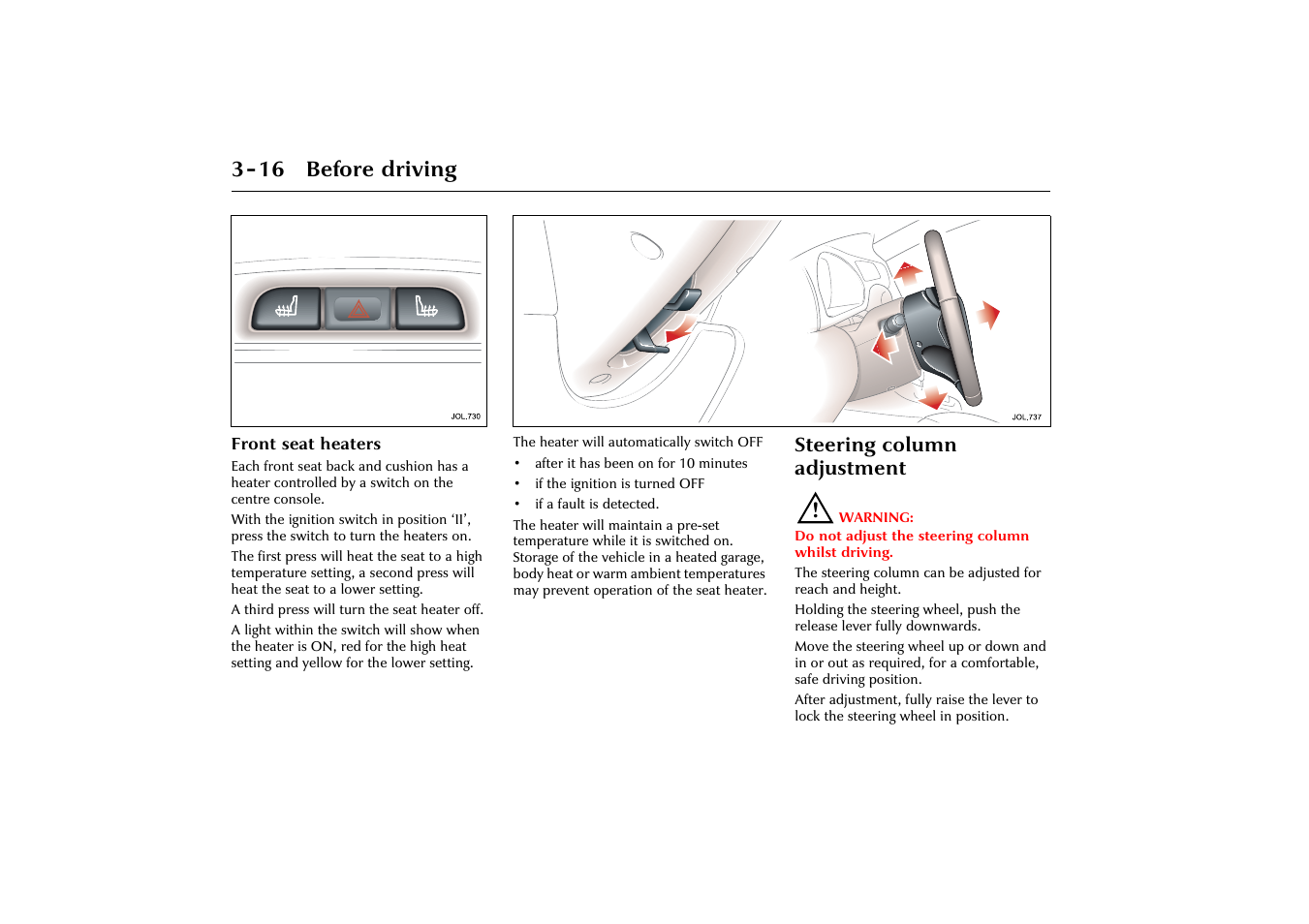 16 before driving | Jaguar X-Type JJM 21 02 20/15 User Manual | Page 48 / 187