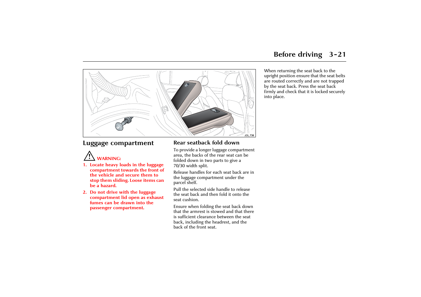 Before driving 3-21 | Jaguar X-Type JJM 21 02 20/15 User Manual | Page 53 / 187