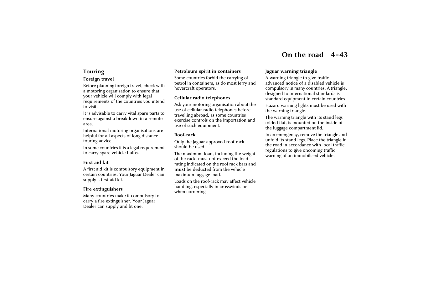 On the road 4-43 | Jaguar X-Type JJM 21 02 20/15 User Manual | Page 99 / 187