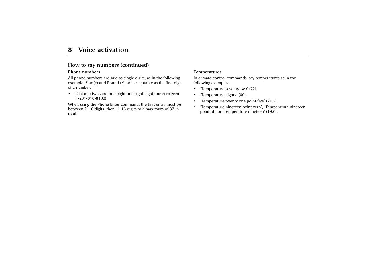8 voice activation | Jaguar VOICE ACTIVATION X-TYPE 2001.5 User Manual | Page 11 / 47
