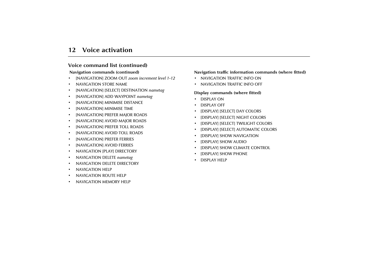 12 voice activation | Jaguar VOICE ACTIVATION X-TYPE 2001.5 User Manual | Page 15 / 47