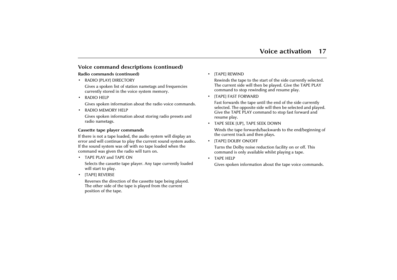 Voice activation 17 | Jaguar VOICE ACTIVATION X-TYPE 2001.5 User Manual | Page 20 / 47