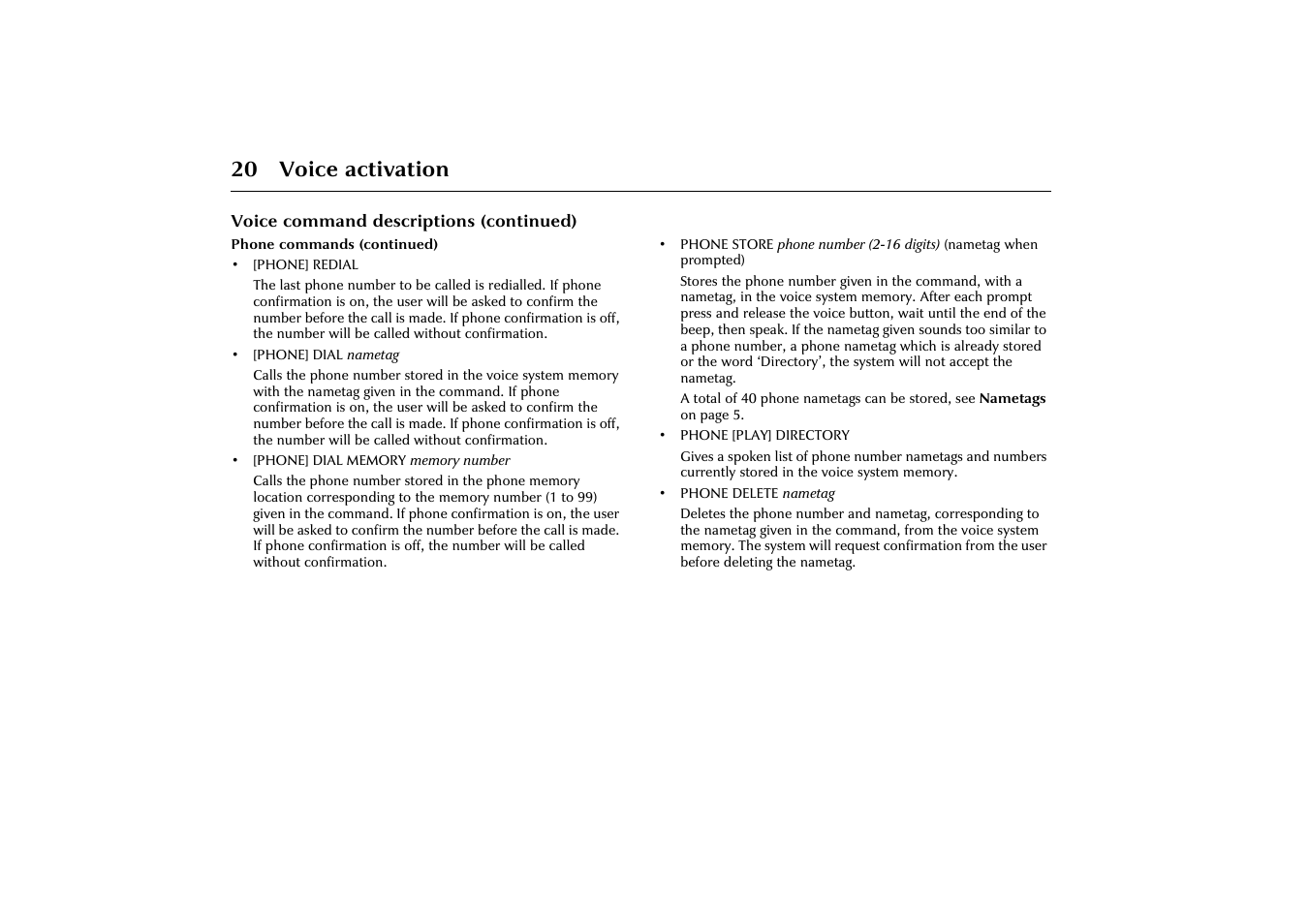 20 voice activation | Jaguar VOICE ACTIVATION X-TYPE 2001.5 User Manual | Page 23 / 47