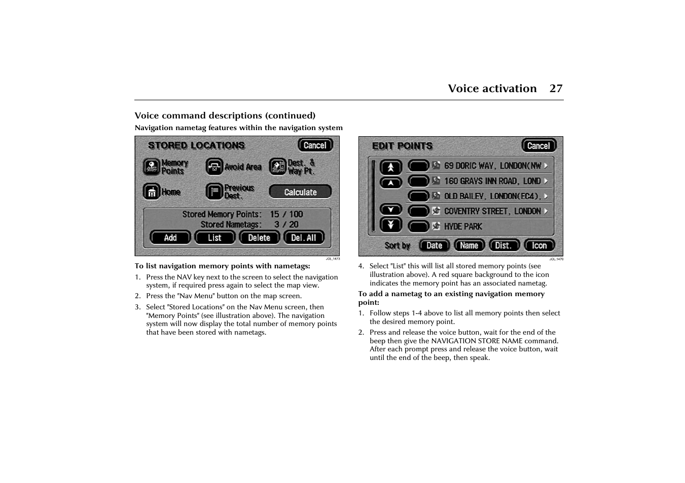 Voice activation 27 | Jaguar VOICE ACTIVATION X-TYPE 2001.5 User Manual | Page 30 / 47