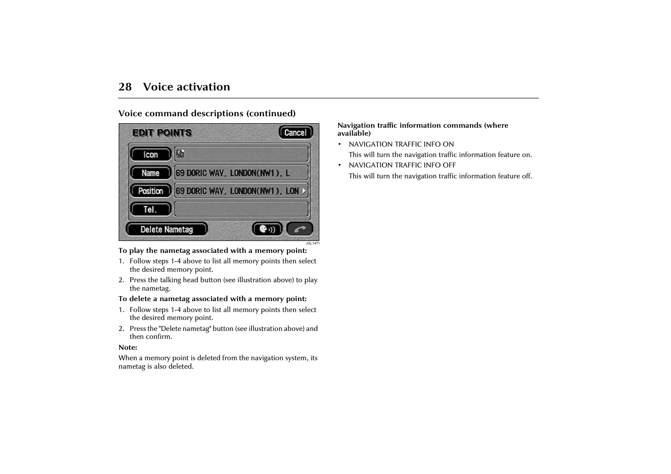 28 voice activation | Jaguar VOICE ACTIVATION X-TYPE 2001.5 User Manual | Page 31 / 47