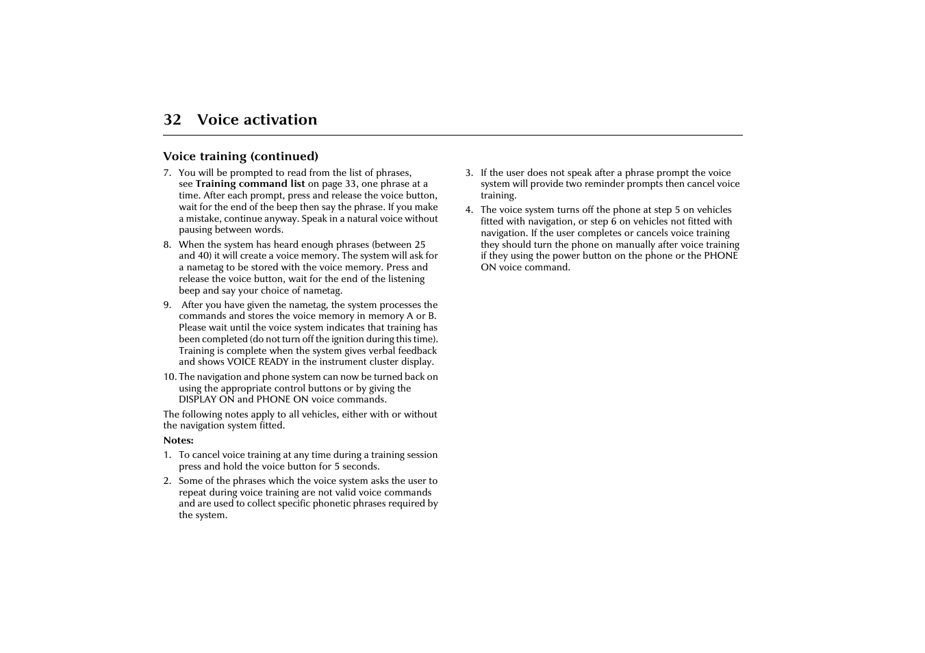 32 voice activation | Jaguar VOICE ACTIVATION X-TYPE 2001.5 User Manual | Page 35 / 47
