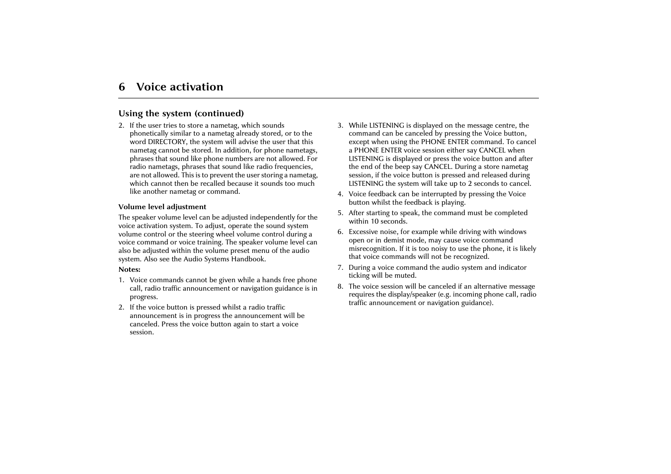 6 voice activation | Jaguar VOICE ACTIVATION X-TYPE 2001.5 User Manual | Page 9 / 47