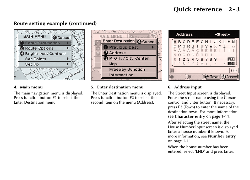 Quick reference 2-3, Route setting example (continued) | Jaguar S-Type User Manual | Page 20 / 66