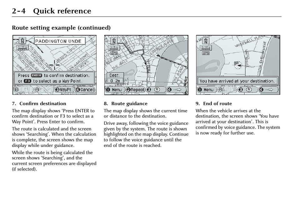 4 quick reference, Route setting example (continued) | Jaguar S-Type User Manual | Page 21 / 66
