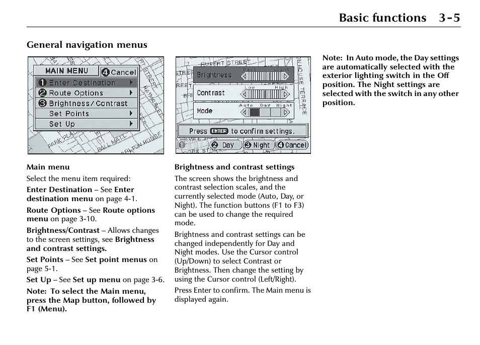 Basic functions 3-5, General navigation menus | Jaguar S-Type User Manual | Page 27 / 66