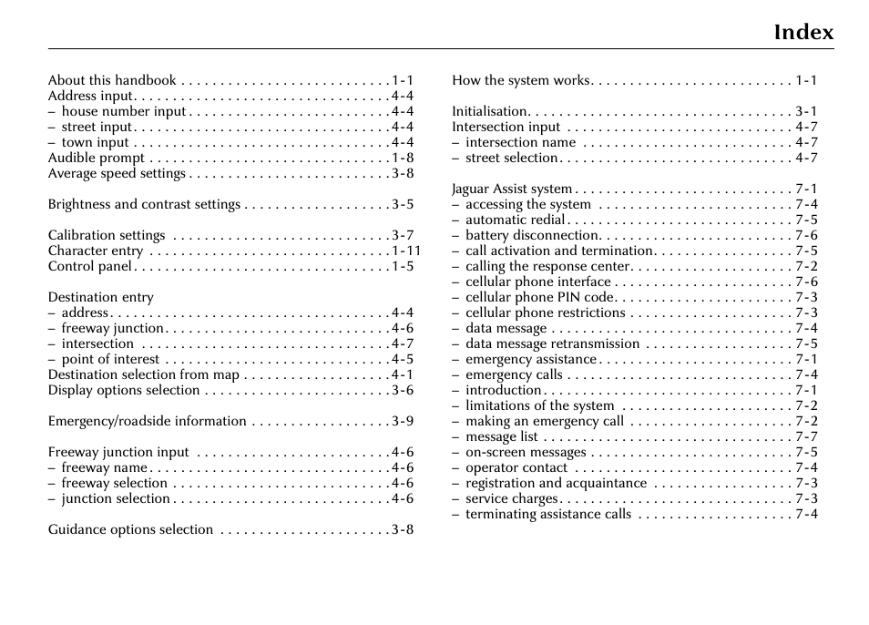 Index | Jaguar S-Type User Manual | Page 3 / 66