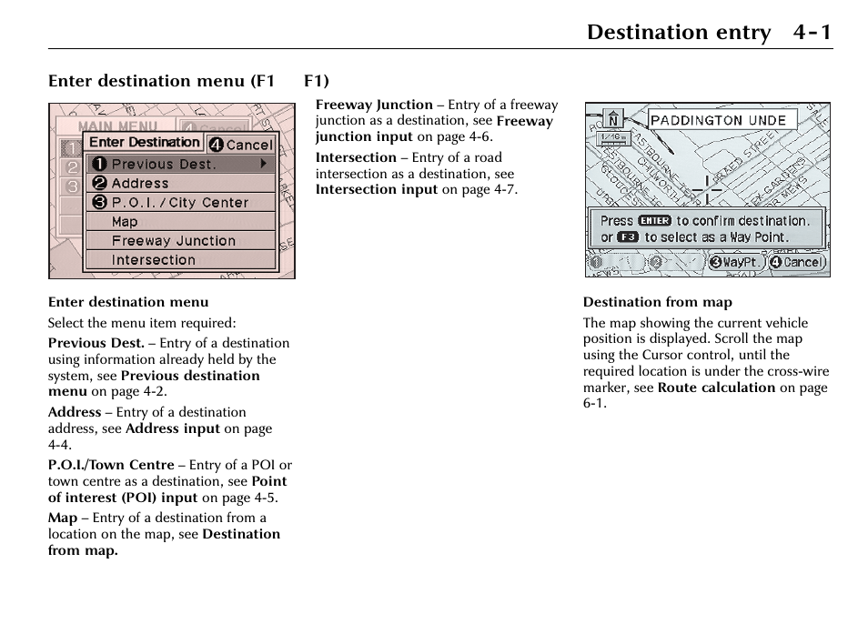 Destination entry 4-1, 4destination entry | Jaguar S-Type User Manual | Page 34 / 66