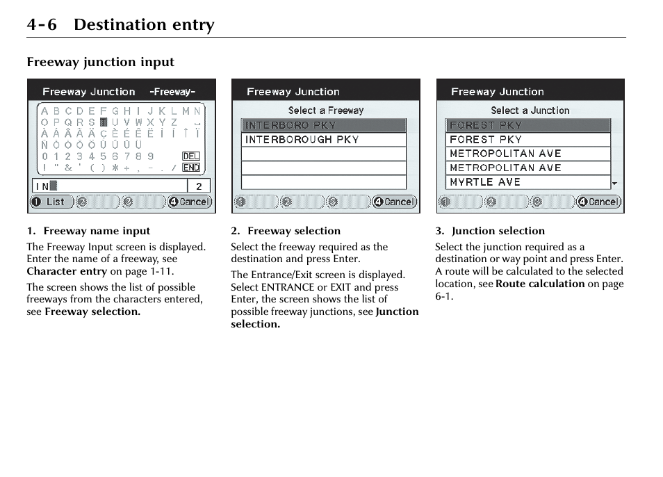 6 destination entry, Freeway junction input | Jaguar S-Type User Manual | Page 39 / 66