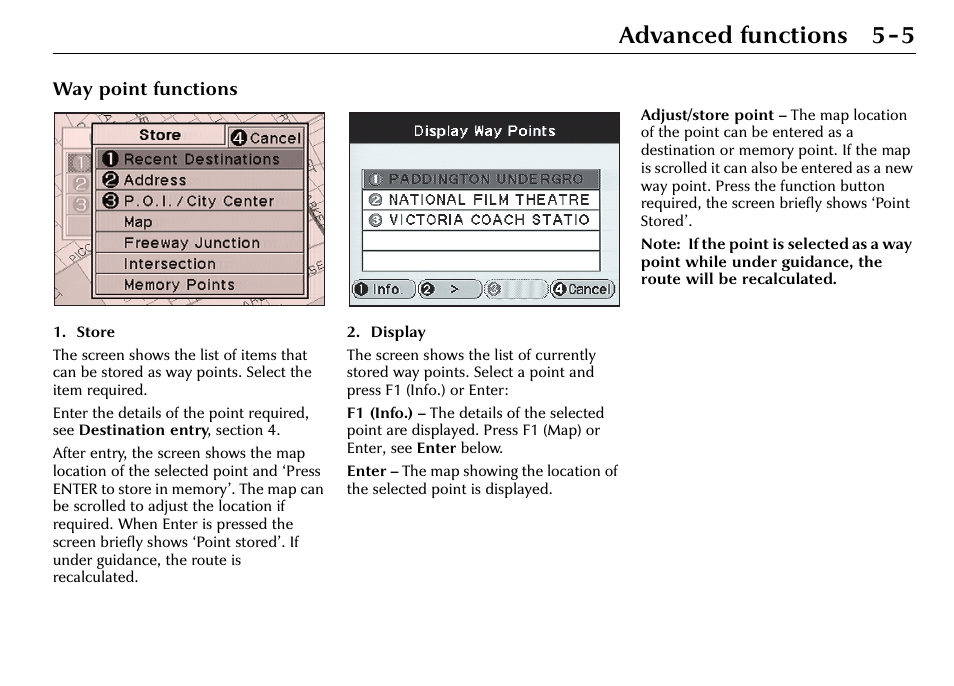 Advanced functions 5-5, Way point functions | Jaguar S-Type User Manual | Page 45 / 66