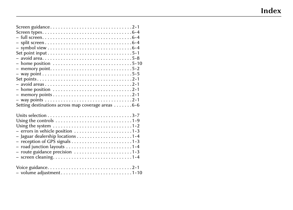 Index | Jaguar S-Type User Manual | Page 5 / 66
