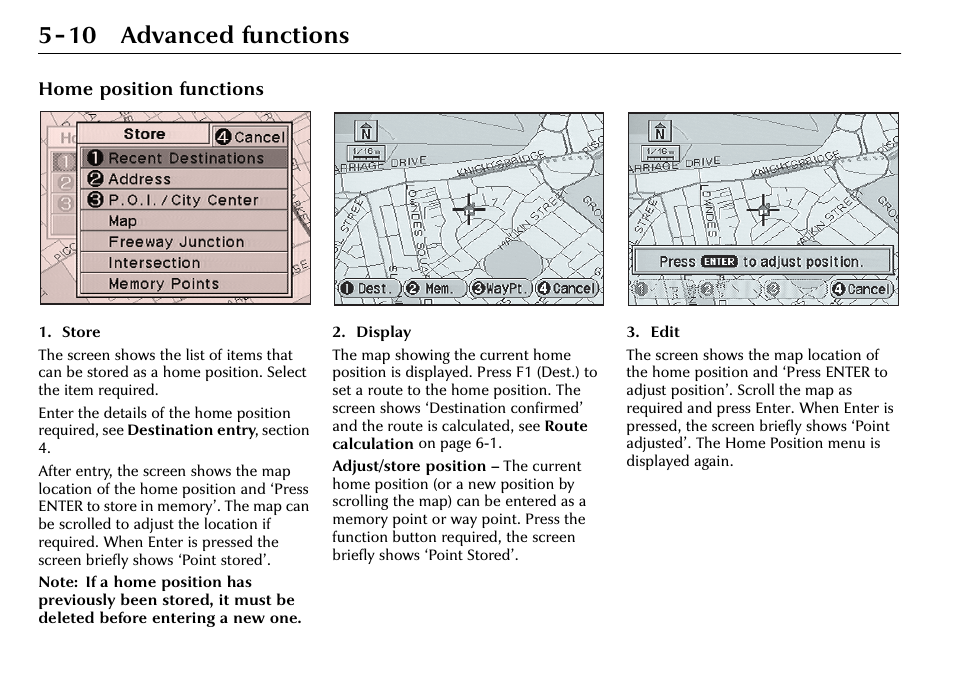10 advanced functions, Home position functions | Jaguar S-Type User Manual | Page 50 / 66