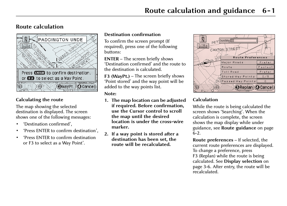 Route calculation and guidance 6-1, 6route calculation and guidance | Jaguar S-Type User Manual | Page 52 / 66