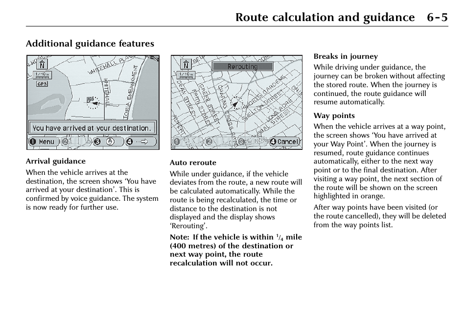 Route calculation and guidance 6-5, Additional guidance features | Jaguar S-Type User Manual | Page 56 / 66