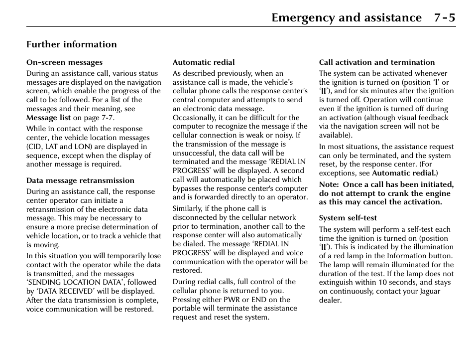 Emergency and assistance 7-5 | Jaguar S-Type User Manual | Page 63 / 66