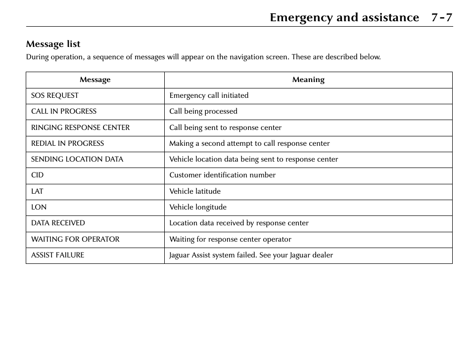 Emergency and assistance 7-7 | Jaguar S-Type User Manual | Page 65 / 66