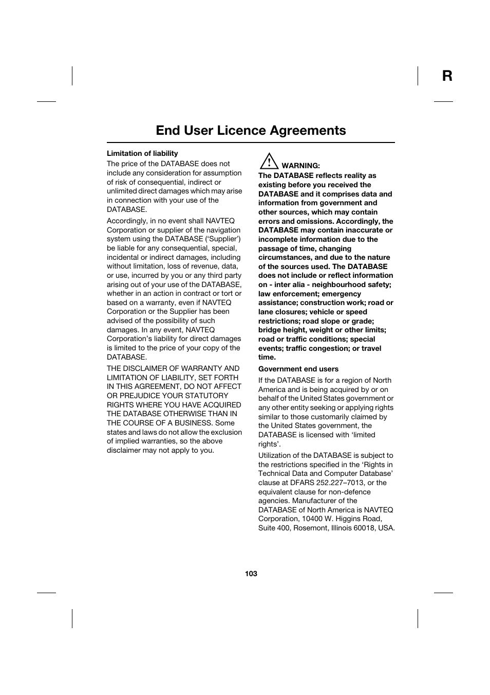 End user licence agreements | Jaguar Touch Screen Display JJM 18 42 26 701 User Manual | Page 103 / 132