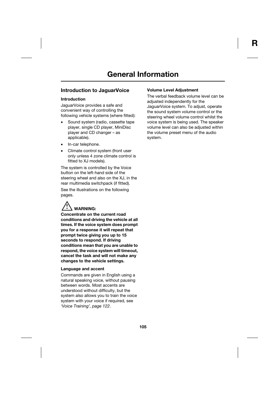 General information | Jaguar Touch Screen Display JJM 18 42 26 701 User Manual | Page 105 / 132