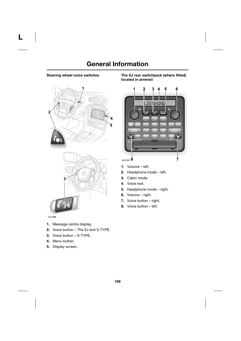 General information | Jaguar Touch Screen Display JJM 18 42 26 701 User Manual | Page 106 / 132