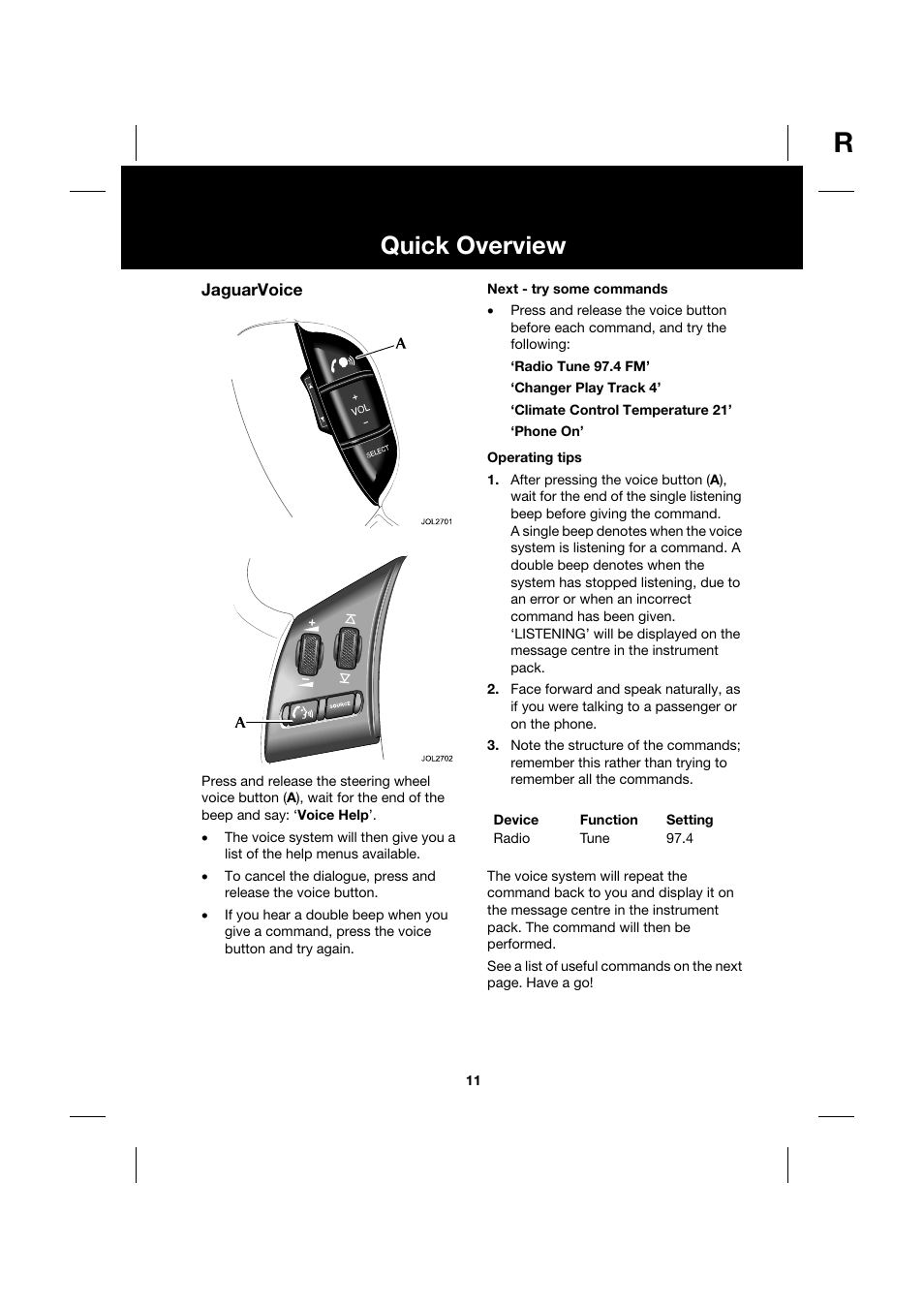 Quick overview | Jaguar Touch Screen Display JJM 18 42 26 701 User Manual | Page 11 / 132