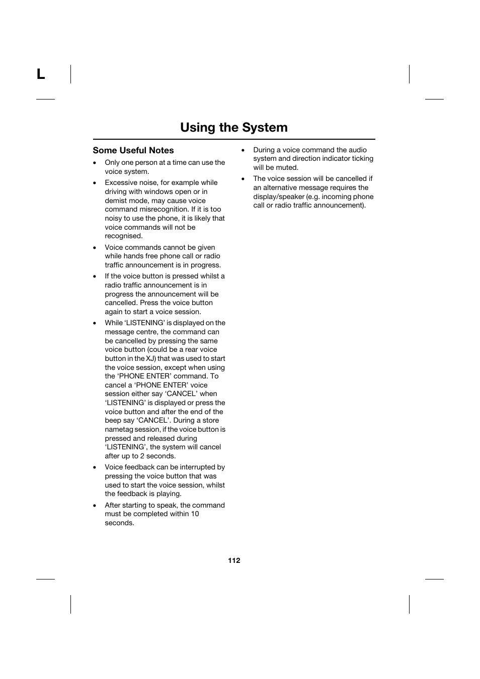 Using the system | Jaguar Touch Screen Display JJM 18 42 26 701 User Manual | Page 112 / 132